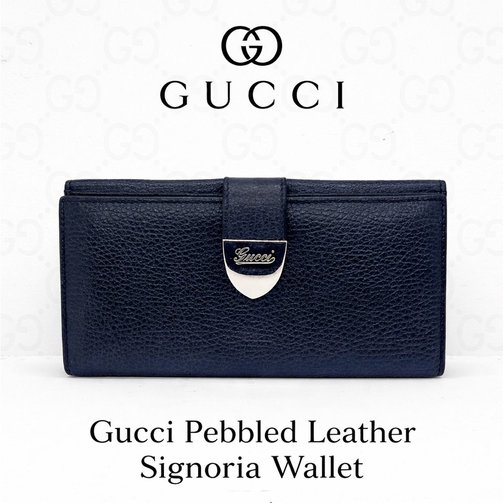 Gucci Pebbled Leather Signoria Wallet Black MSRP $650 Authentic COA